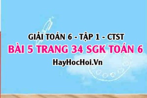 Giải bài 5 trang 34 Toán 6 Tập 1 SGK Chân trời sáng tạo